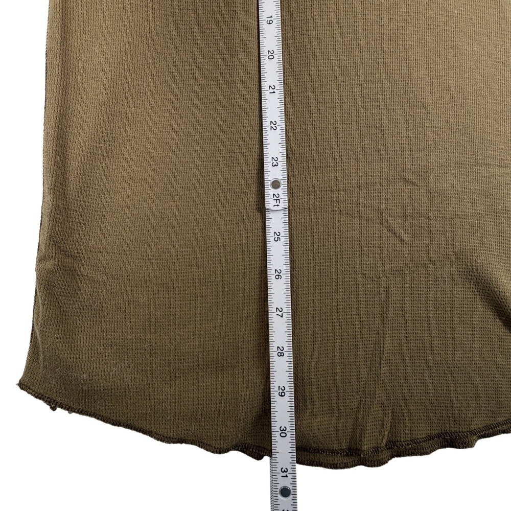 American Apparel Mens XL Baby Thermal Henley Dexter Kill Room Shirt Green Brown - Picture 7 of 9